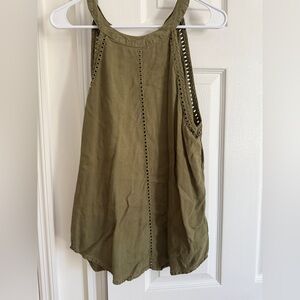 Anthropologie Olive Green Eyelet Blouse